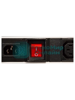 Вертикальный блок розеток ЦМО Rem-16 с выкл., 14 IEC 60320 C13, 10 C19, вход C20 16A, алюм., 33-38U (R-16-14C13-10C19-V-1420)