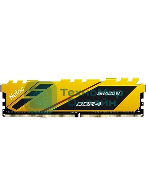 Оперативная память NETAC Shadow, DDR4, 16GB (1x16GB), 3200MHz, CL16, DIMM, с радиаторами, желтый