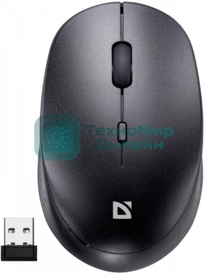Мышь беспроводная Defender Auris MB-027 черный, 1600 dpi, радиоканал, USB, кнопки - 4