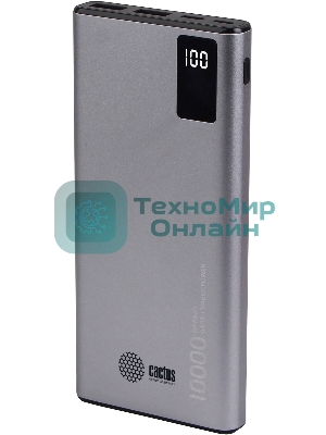 Портативный аккумулятор Cactus CS-PBFSLT-10000 10000mAh 3A 2xUSB серый