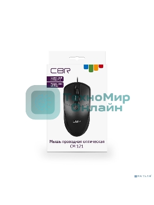 Мышь проводная CBR CM 121 черный, 1000 dpi, USB, кнопки - 3