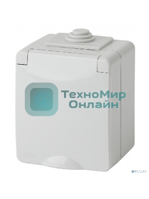 Розетка ЭРА ОП 2P+E 11-2602-03 16А-250В с защ. шторками IP65 сер.