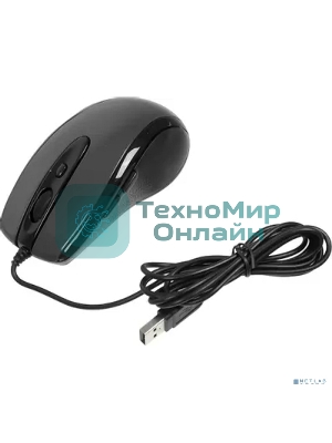 Мышь проводная A4Tech N-708X серый глянец/черный, 1600 dpi, USB, кнопки - 6
