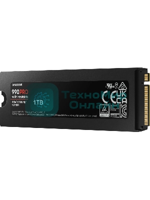 Накопитель SSD Samsung 990 PRO, 1000Gb, PCIe 4.0 x4, M.2 2280, NVMe, R/W 7450/6900, с радиатором