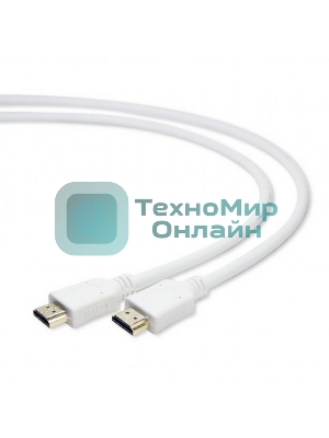 Кабель Cablexpert HDMI CC-HDMI4-W-10, 19M/19M, v2.0, медь, позол.разъемы, экран, 3 м, белый, пакет