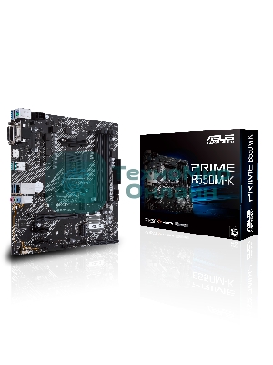 Материнская плата ASUS PRIME B550M-K, AM4, AMD B550, 4xDDR4, 4xSATA, 2xM.2, 1xPCIe 4.0 x16, 2xPCIe x1, 1xDVI-D, 1xHDMI, 1xVGA, 1x 1Gb LAN, 4xUSB 3.2 Gen 1, 2xUSB 3.2 Gen 2, 3x3.5 мм, 7.1, mATX