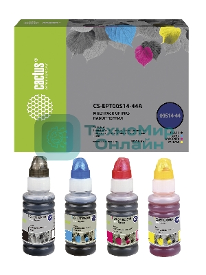 Чернила Cactus CS-EPT00S14-44A голубой/пурпурный/желтый/черный набор 4x70мл для Epson L1110 Ecotank/L3100/L3101/L3110/L3150/L3151