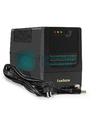 Источник бесперебойного питания ExeGate Power NB-1000.LED.AVR.4C13.USB (1000VA/650W, LED, AVR, 4*C13, USB, батарея 12V 9Ah, черный)