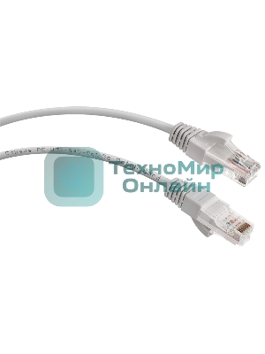 Шнур коммутационный Cabeus, Cat.5e, неэкр., U/UTP, RJ45/RJ45, PVC, AWG24, 0.15м, серый