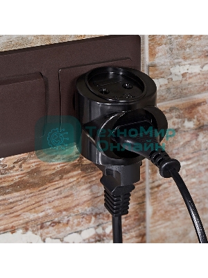 Тройник электрический Rexant биметалл 220 В 6 А черный