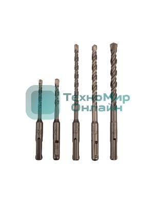 Набор буров по бетону Kranz 5-6х110, 6-8-10х160 мм, 5 шт., в пластиковой коробке SDS PLUS