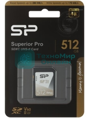 Флеш карта SD 512Gb Silicon Power SDXC Class 10 UHS-II U3 V60 280/170 MB/s