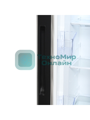 Холодильник Hyundai CS5003F черное стекло двухкамерный 331/165л морозилка сбоку, No Frost, Side by Side