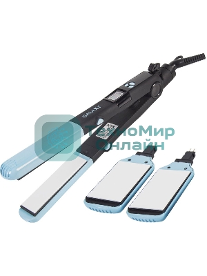 Выпрямитель для волос Galaxy GL 4505 черный/голубой, 27,5/57 мм, 200 °C, 1 режим