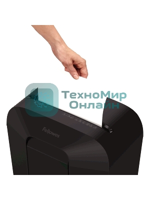 Шредер Fellowes PowerShred LX50 черный (секр.P-4)/перекрестный/9лист./17лтр./скрепки/скобы/пл.карты