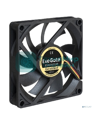 Вентилятор для корпуса ExeGate ExtraSilent ES08015S3P черный, 80 мм, 1600 об/мин, 16.5 дБ, 3 pin