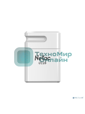 Флешка USB Netac U116 mini (NT03U116N-032G-32WH USB), 32Gb, USB 3.2, R/W 90/30, белый