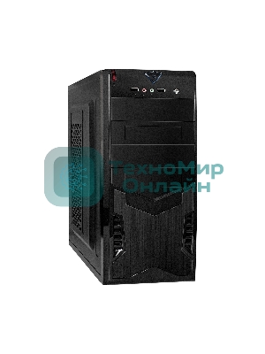 Компьютерный корпус Miditower ExeGate CP-604-UNS500 (ATX, БП UNS500 с вент. 12см, 2*USB, аудио, черный)