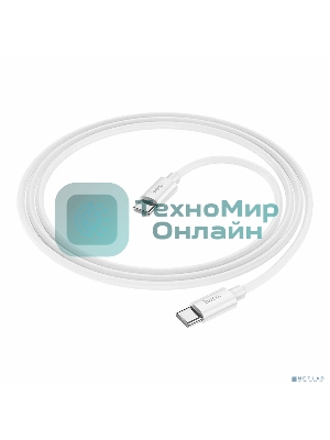 Кабель USB2.0 Hoco Type-C/Type-C, 3А, 60Вт, силиконовая оплетка, X87, 1м, белый, коробка