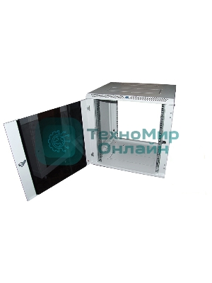 Шкаф настенный ЦМО ШРН-М-9.650 9U 600x650 мм пер. дв. стекл съемные бок. пан. 50 кг серый