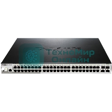 Коммутатор D-Link DGS-1210-52P/ME/B1A, L2 Managed Switch with 48 10/100/1000Base-T ports and 4 1000Base-X SFP ports (8 PoE ports 802.3af/802.3at (30 W), 16 PoE ports 802.3af (15,4 W), PoE Budget 193 W). 16K Mac