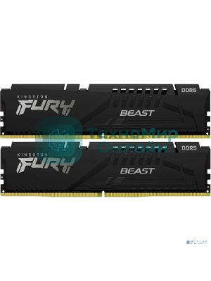 Оперативная память Kingston Fury Beast, DDR5, 32Gb (2x16Gb), 6400MHz, CL32, DIMM, с радиатором, черный