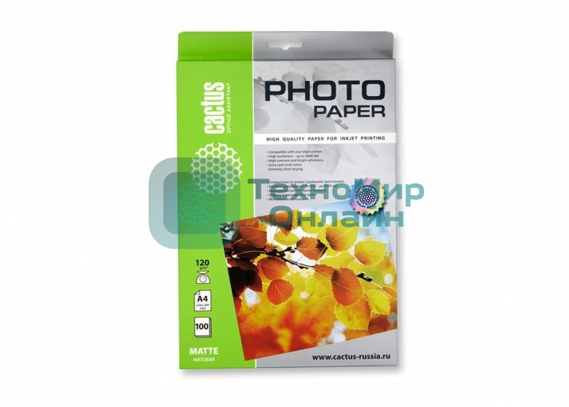 Фотобумага Cactus CS-MA4120100 A4/120г/м2/100л. матовая для струйной печати