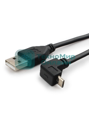 Кабель Gembird/Cablexpert Pro AM/microBM 5P, 1,8м, угловой, экран, черный