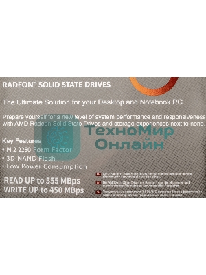 Накопитель SSD AMD Radeon R5M256G8, 256Gb, M.2 2280, SATA III, R/W 555/450