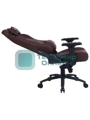 Кресло игровое Cactus CS-CHR-0112BR коричневый, сиденье коричневый, эко.кожа, с подголов. крестовина металл, пластик черный