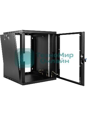 Шкаф ЦМО телекоммуникационный настенный сварной 12U (600 650) съемные стенки, дверь стекло, черный