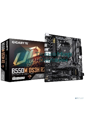 Материнская плата Gigabyte B550M DS3H R2, AM4, AMD B550, 4xDDR4, 4xSATA, 2xM.2, 1xPCIe 4.0 x16, 1xPCIe 3.0 x4, 1xPCIe 3.0 x1, 1xDP, 1xHDMI, 1x1Gb LAN, 4xUSB-A 5Gbps, 2xUSB-A 2.0, 3x3.5 мм, 7.1, mATX