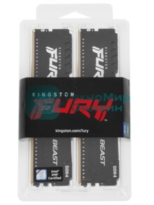 Оперативная память Kingston Fury Beast, DDR4, 128GB (4x32 GB), 3200 MHz, CL16, DIMM, с радиатором, черный