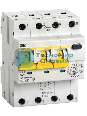 Выключатель автоматический дифференциального тока IEK MAD22-6-032-C-100 АВДТ 34 C32 100мА