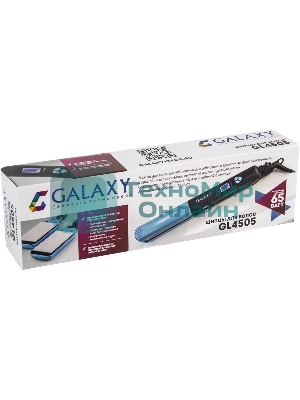 Выпрямитель для волос Galaxy GL 4505 черный/голубой, 27,5/57 мм, 200 °C, 1 режим