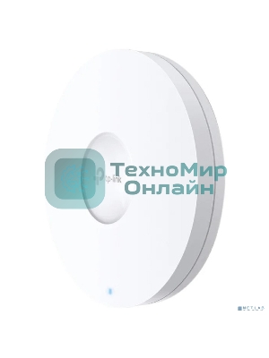 Точка доступа TP-Link 11AX dual-band ceiling access point, up to 1200 Mbit/s at 5 GHz and up to 574 Mbit/s at 2.4 GHz, 1 10/100/1000Mbps LAN port, support PoE 802.3at standard, support BSS coloring, Seamless Roaming, Mesh, Band Steering, Airtime Fairness, MU-MIMO, ma
