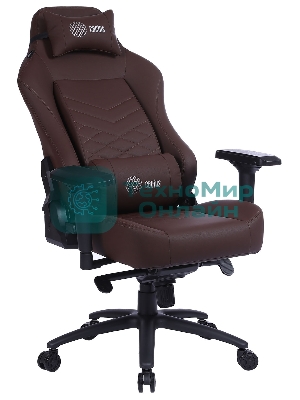 Кресло игровое Cactus CS-CHR-0112BR коричневый, сиденье коричневый, эко.кожа, с подголов. крестовина металл, пластик черный