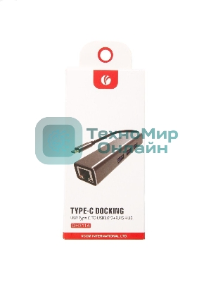 USB-концентратор USB 3.1 Type-Cm --> RJ-45+3port USB3.0(f) Aluminum Shell VCOM DH311A