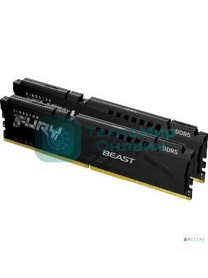 Оперативная память Kingston Fury Beast, DDR5, 16Gb (2x8Gb), 6000MHz, CL30, DIMM, с радиаторами, черный