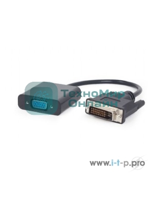 Переходник DVI-D-VGA Cablexpert A-DVID-VGAF-01, 25M/15F, кабеля 0,2м, черный, пакет