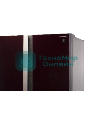 Холодильник Sharp SJ-GX98PRD темно-бордовый стекло трехкамерный Side by Side 394/211л морозилка снизу, No Frost, Side by Side