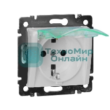 Розетка Legrand Valena 774220 влагозащищенная IP44 с заземлением с крышкой и защитными шторками (белая)