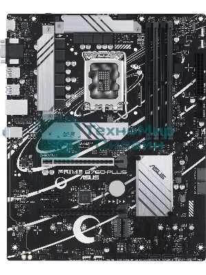Материнская плата ASUS PRIME B760-PLUS, LGA 1700, Intel B760, 4xDDR5, 4xSATA, 3xM.2, 1xPCIe 4.0 x4, 1xPCIe 5.0 x16, 2xPCIe x1, 1xDP, 1xHDMI, 1xVGA, 2xUSB-A 3.2 Gen 2, 1xUSB-C 3.2 Gen 2x2, 1x 2.5Gb LAN, 3x3.5 мм, 7.1, ATX