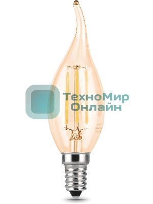 Лампа светодиодная филаментная Gauss Filament 5Вт цок.: E14 свеча 220B св. свеч. бел. нейт. (упак.: 10 шт)