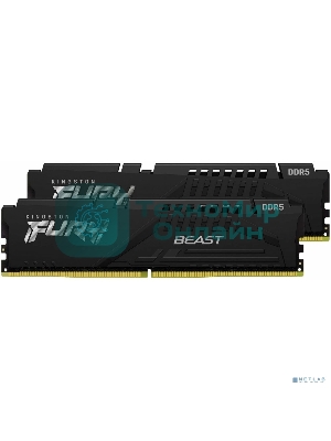 Оперативная память Kingston Fury Beast, DDR5, 16Gb (2x8Gb), 6000MHz, CL30, DIMM, с радиаторами, черный