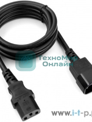 Кабель питания сист.блок-монитор Cablexpert PC-189-1-1.8M, 1.8м, C13-C14, 3x1кв.мм., черный, с заземлением
