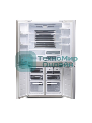 Холодильник Sharp SJ-GX98PRD темно-бордовый стекло трехкамерный Side by Side 394/211л морозилка снизу, No Frost, Side by Side