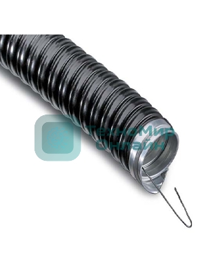 Металлорукав в ПВХ изоляции Rexant МРПИнг-18 (бухта 50 м/уп.) с зондом, черный