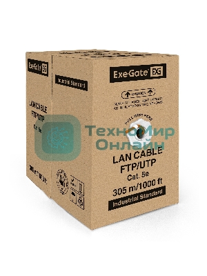 Кабель ExeGate UTP 4 пары кат.5e медь, 24AWG, LSZH, бухта 305м, оранжевый