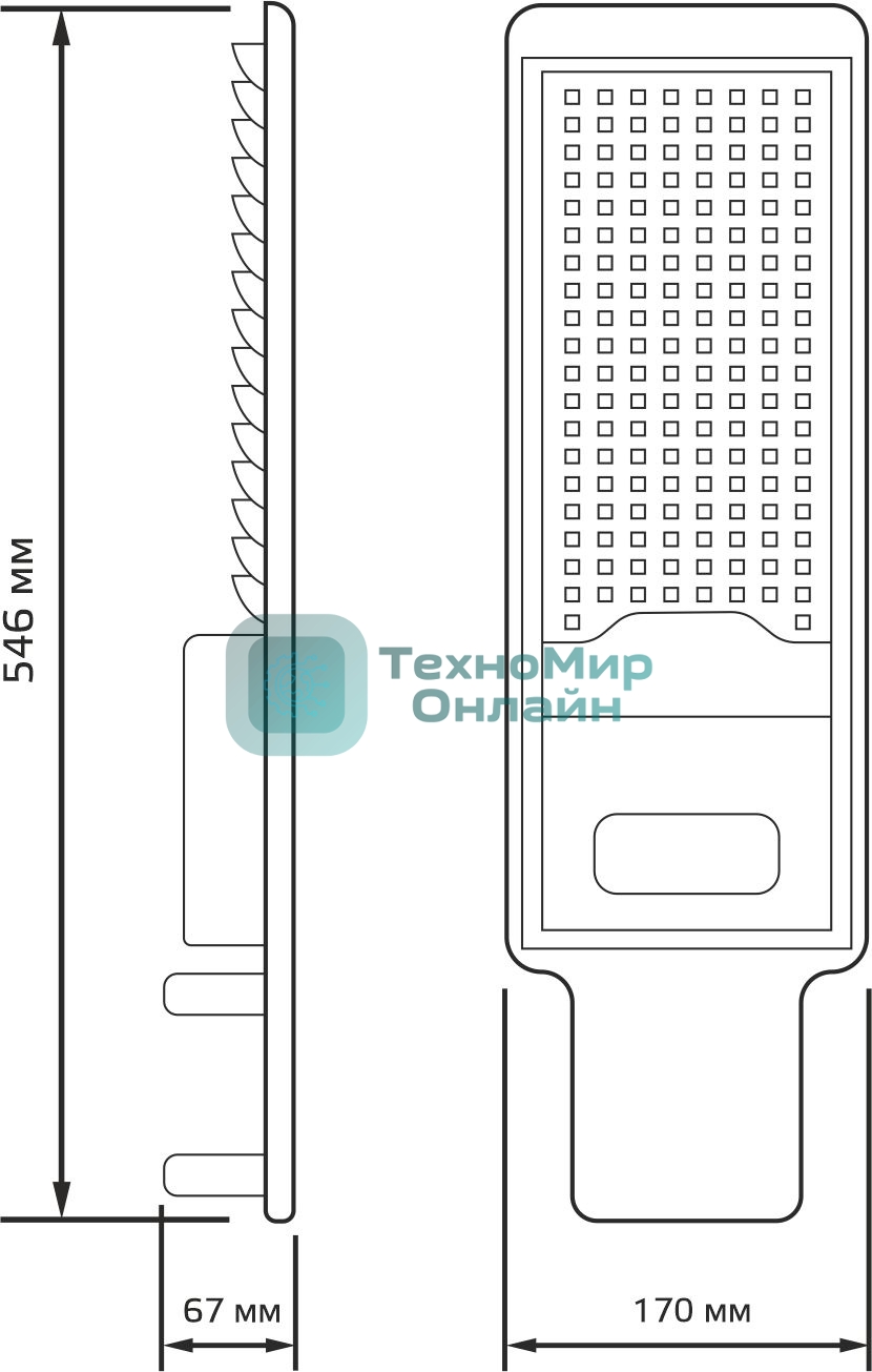 Светильник уличный Gauss Avenue 100W 10000lm 5000K 190-250V IP65 420x160x57мм черный КСС 